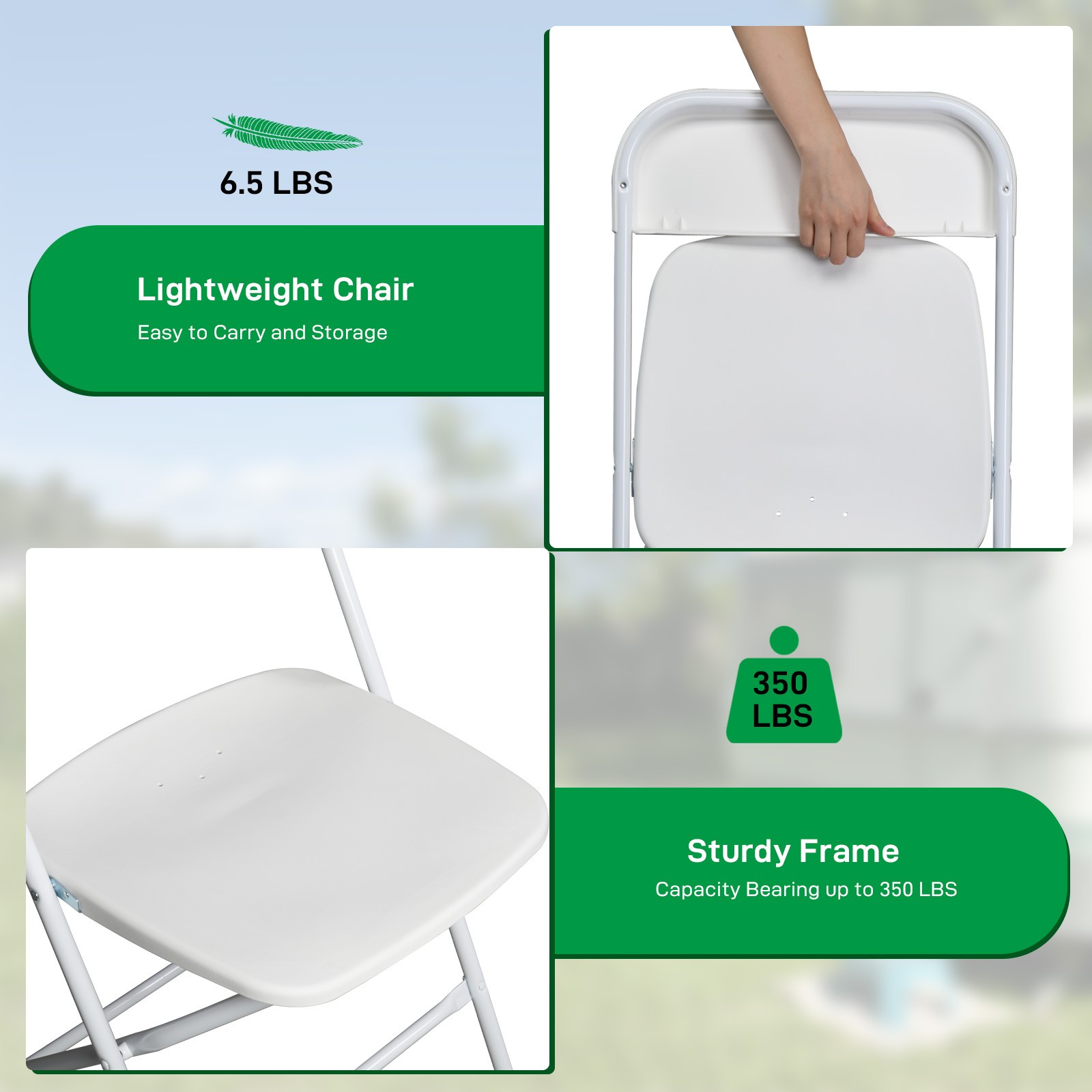 6-10PCS Wedding Party Event Quality Commercial Plastic Stackable Folding Chairs