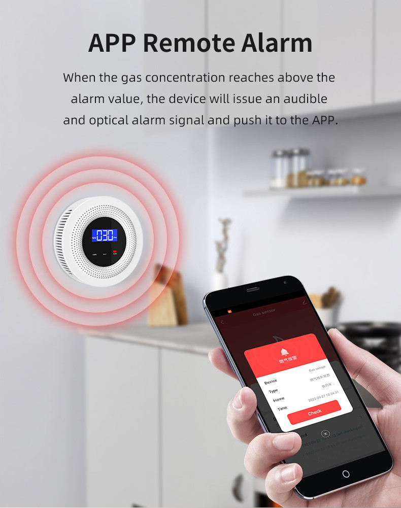 Smart Gas Leak Detector Wifi Digital Natural Gas Leakage Alarm Led Sensor