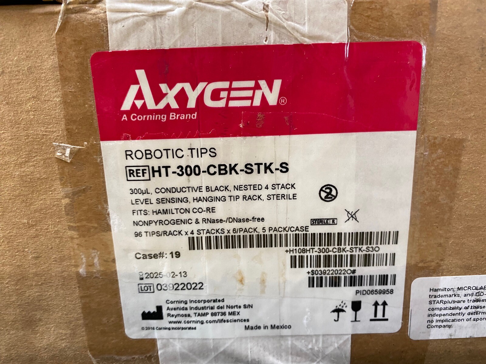 AXYGEN 300µL 96-Well Stacked Tip Racks Liquid Level HT-300-CBK-STK-S (11520/cs)