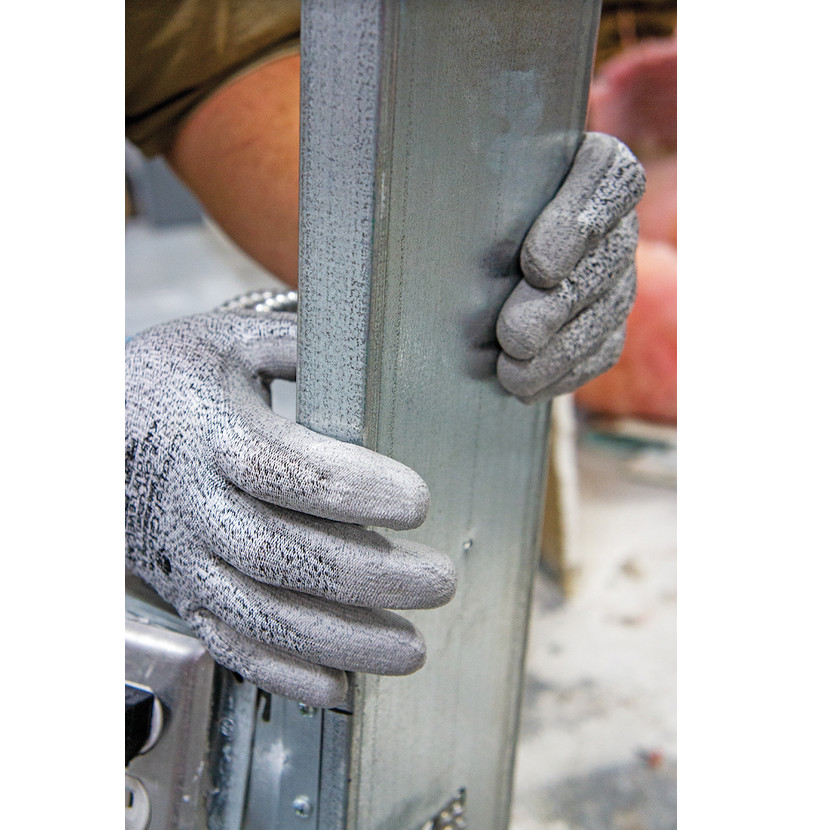 Global Glove PUG-111 Cut Resistant Level A2 Work Gloves Grey PU Palm Coated