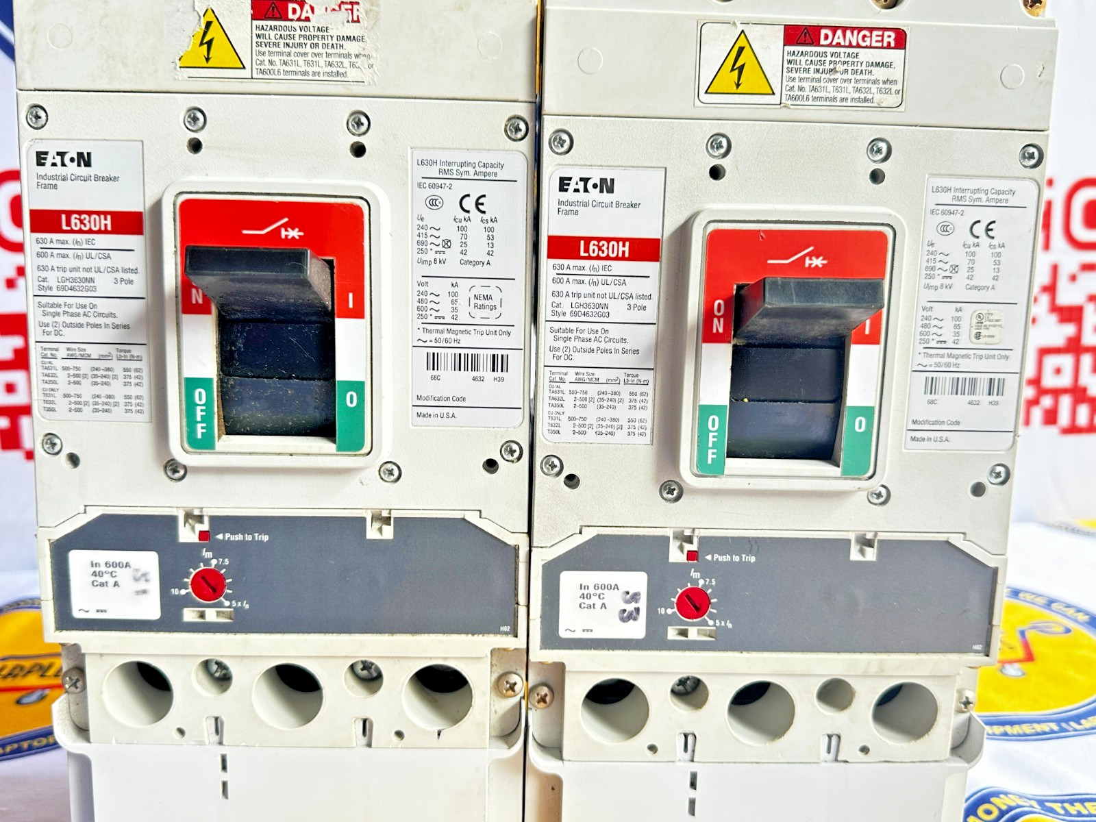 EATON LGH3630NN 630 Amp 3 Pole Circuit Breaker L630H 600 / 630A 3P