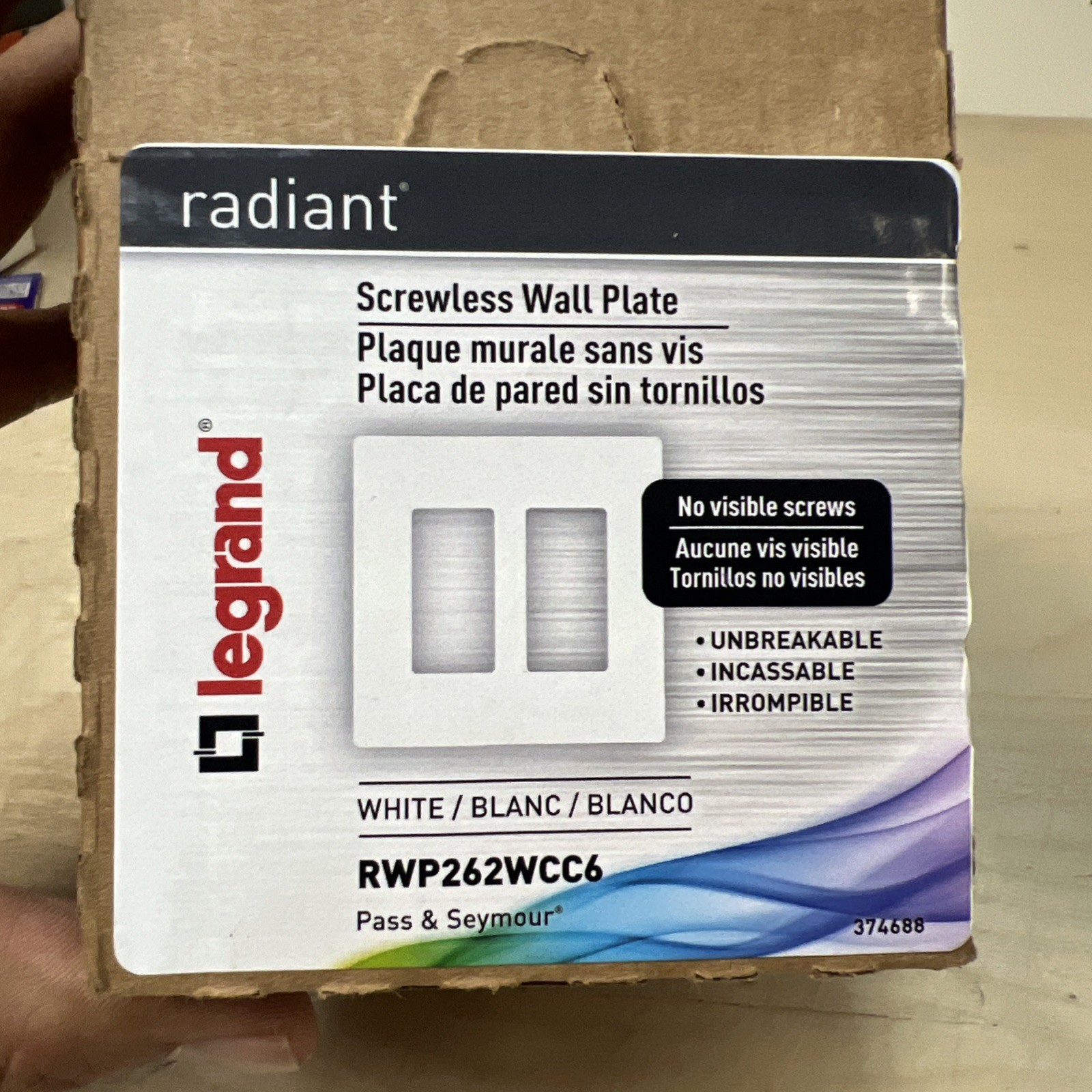 6-Pack Legrand radiant 2 Gang 2-Decorator Rocker Screwless Wall Plate, White
