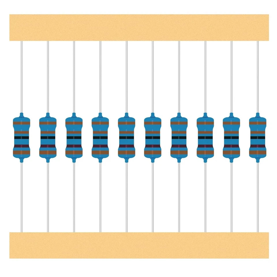 25 Values 1/2W Resistor Kit from 1 Ohm to 1M Ohm 1/2 Watt 1% Metal Film Resistor