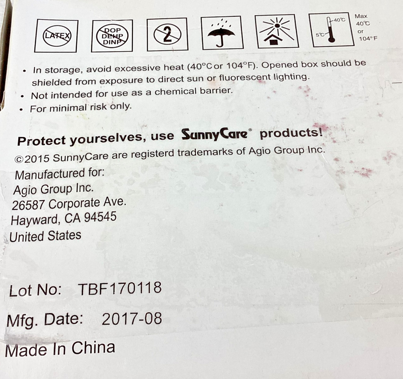 SunnyCare Vinyl Disposable Gloves, Powder Free, Allergy Free, Size Medium