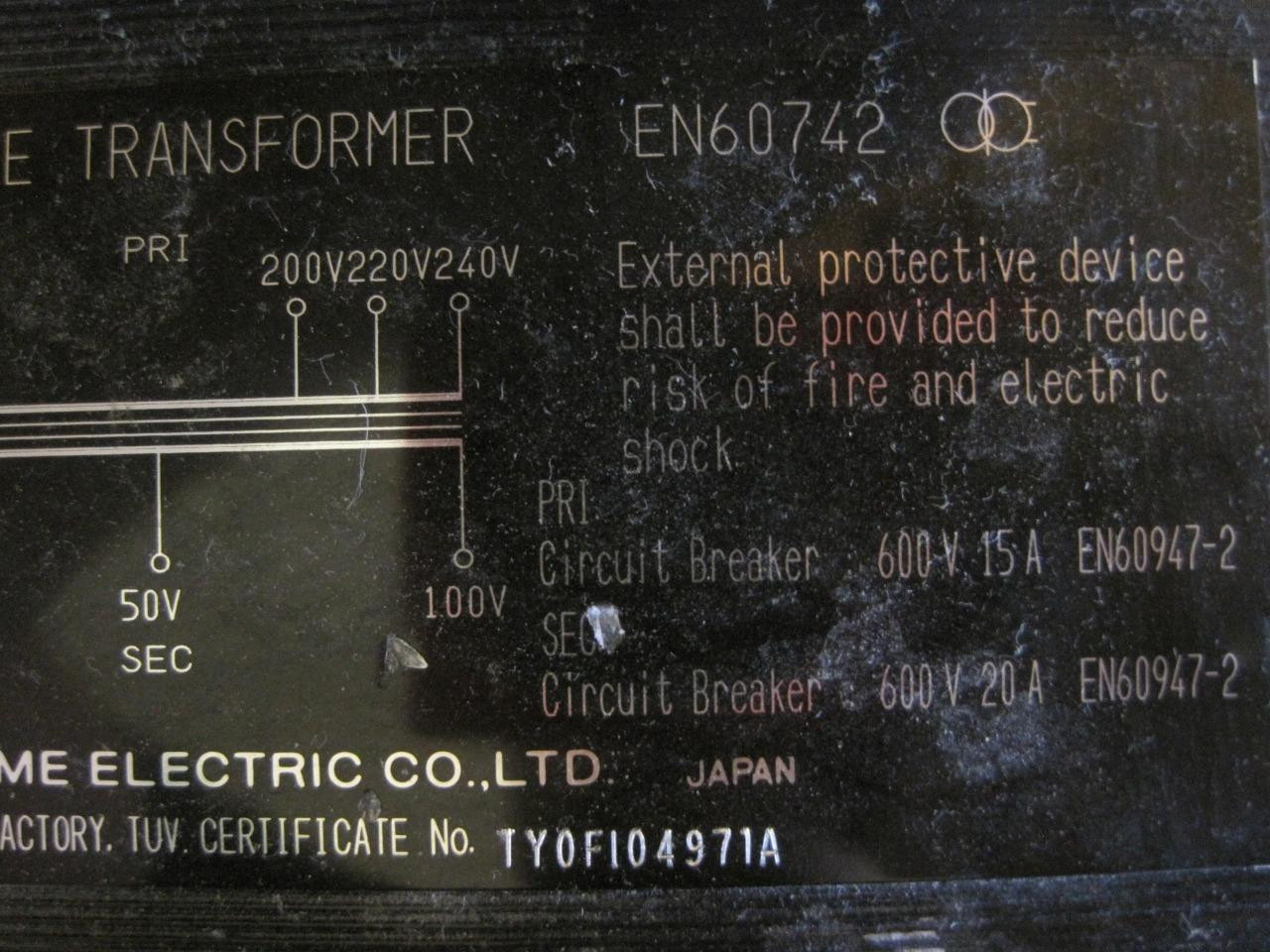 NUNOME ELECTRIC DRY TYPE TRANSFORMER TYPE NES2000AX IP00 2KVA USED GUARANTEED