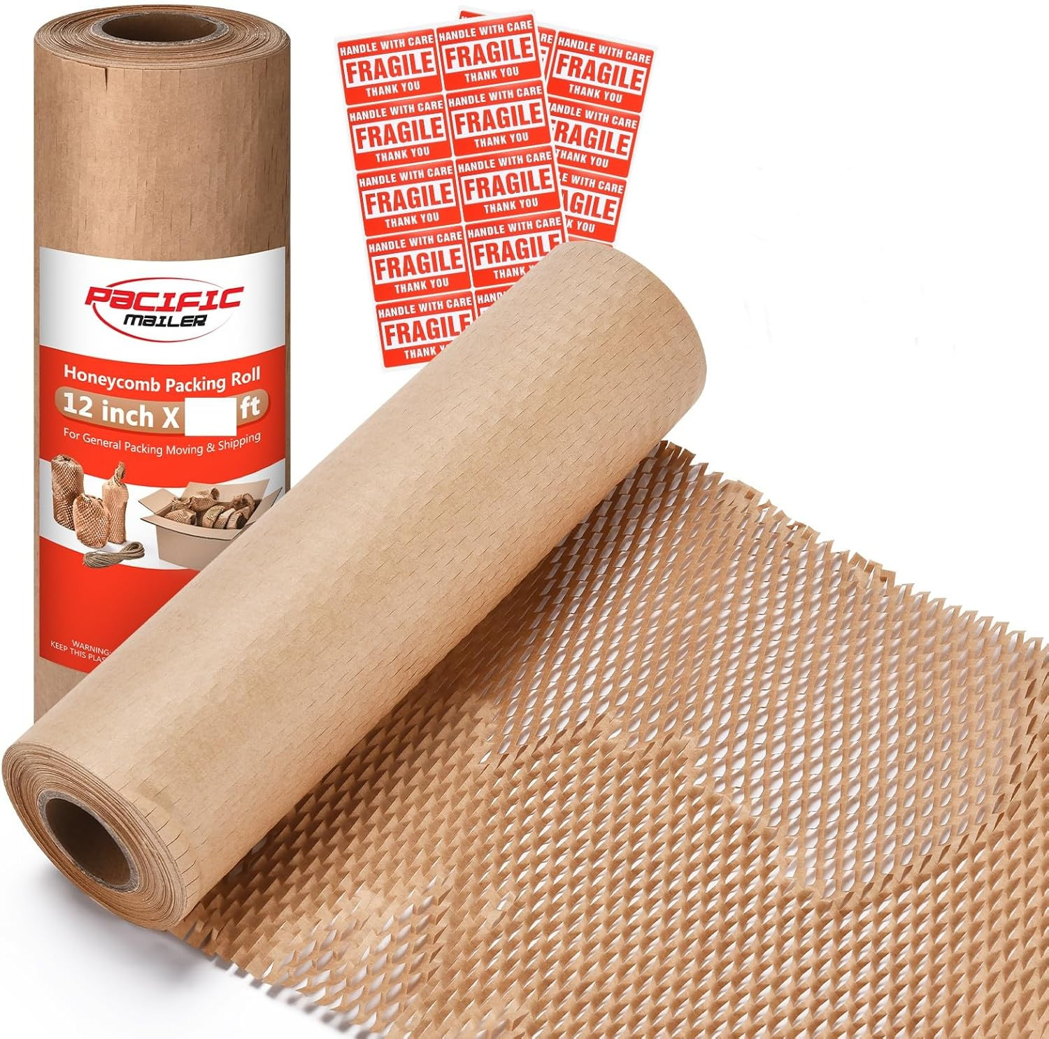 Honeycomb Packing Paper 12″ X 65′ Moving Paper Bubble Cushioning Wrap with 20 F