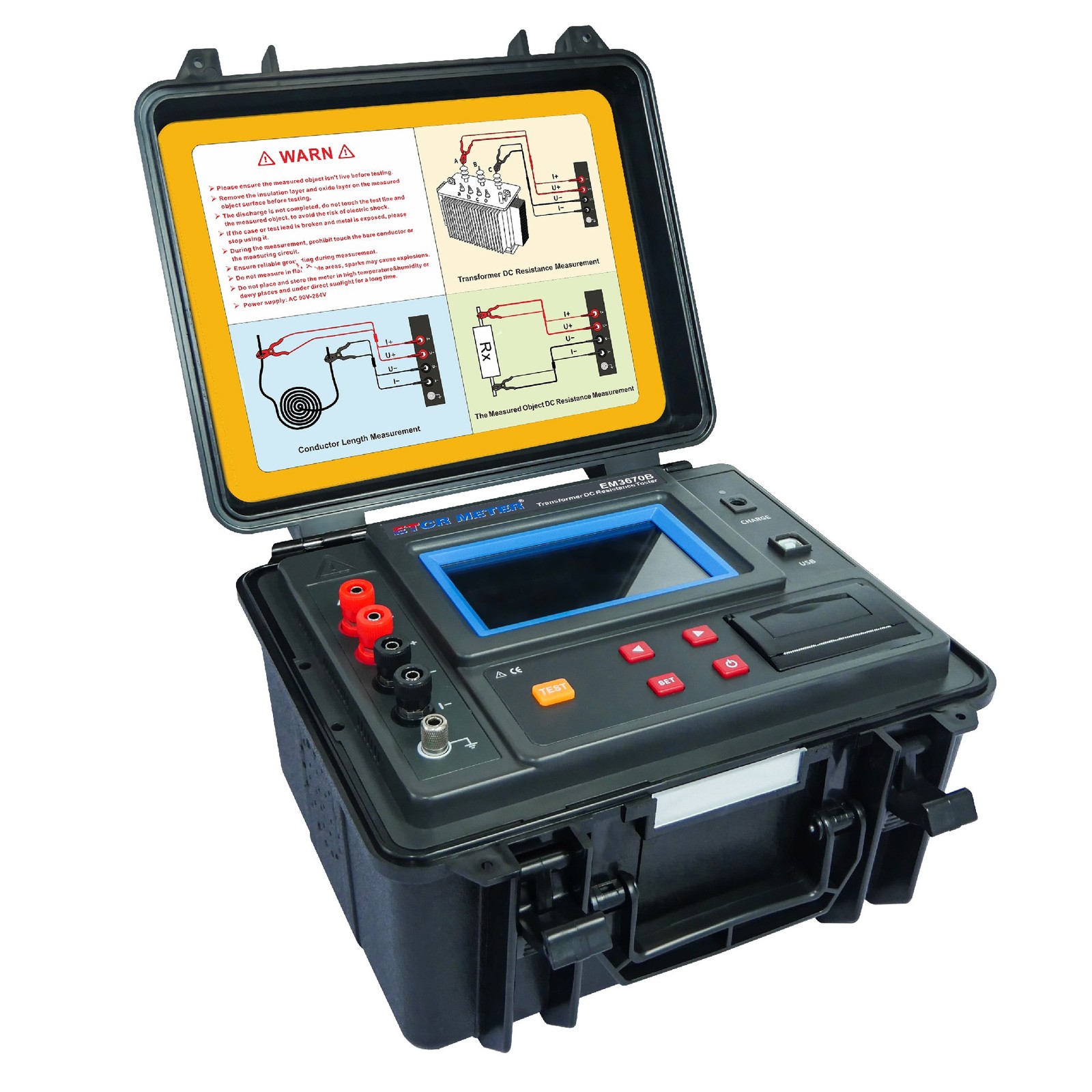 EM3670B Transformer DC Resistance Tester 0.100mΩ ~ 50.00kΩ New