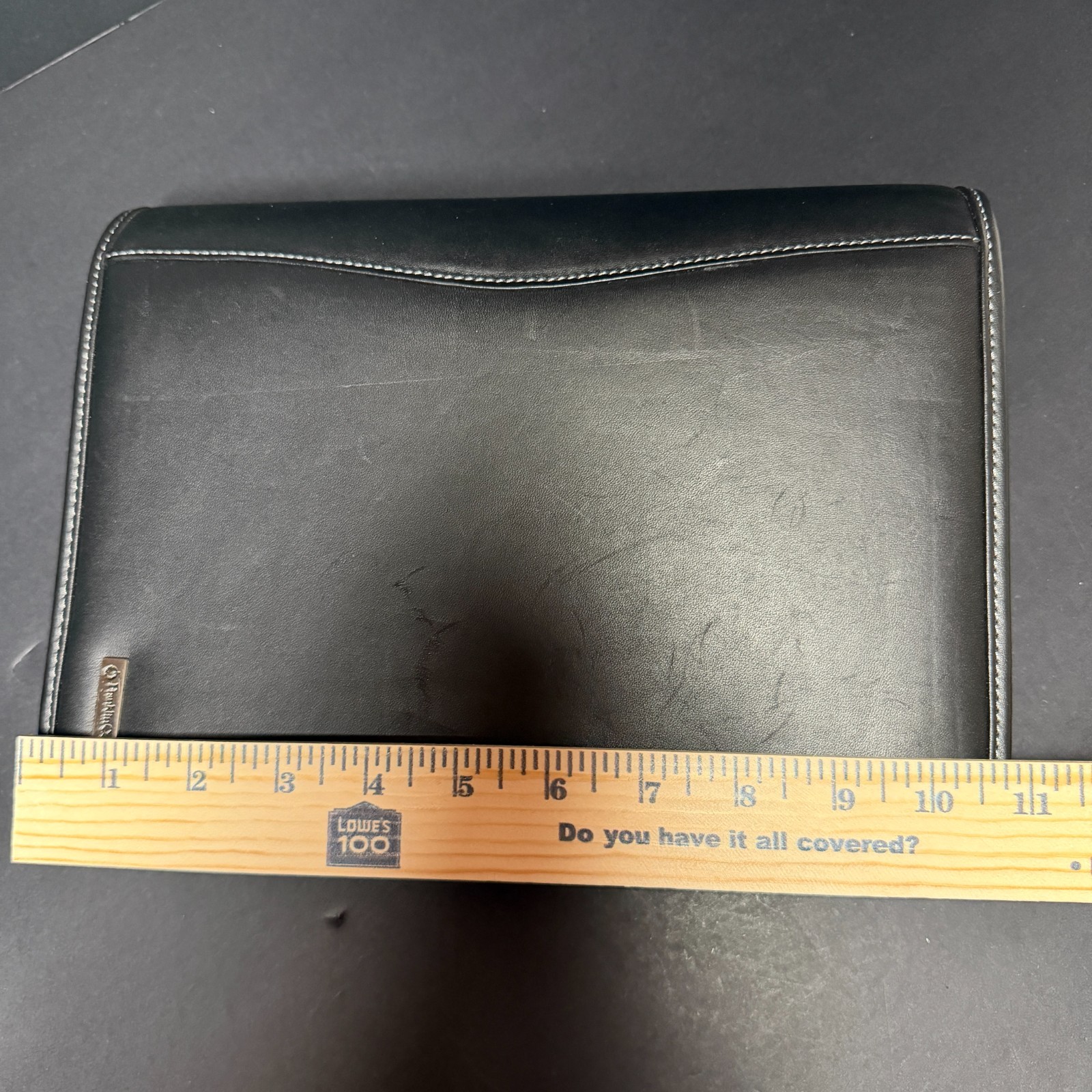 Black Leather Franklin Covey Zipper Agenda Planner, 8 x 10 1/2 inches