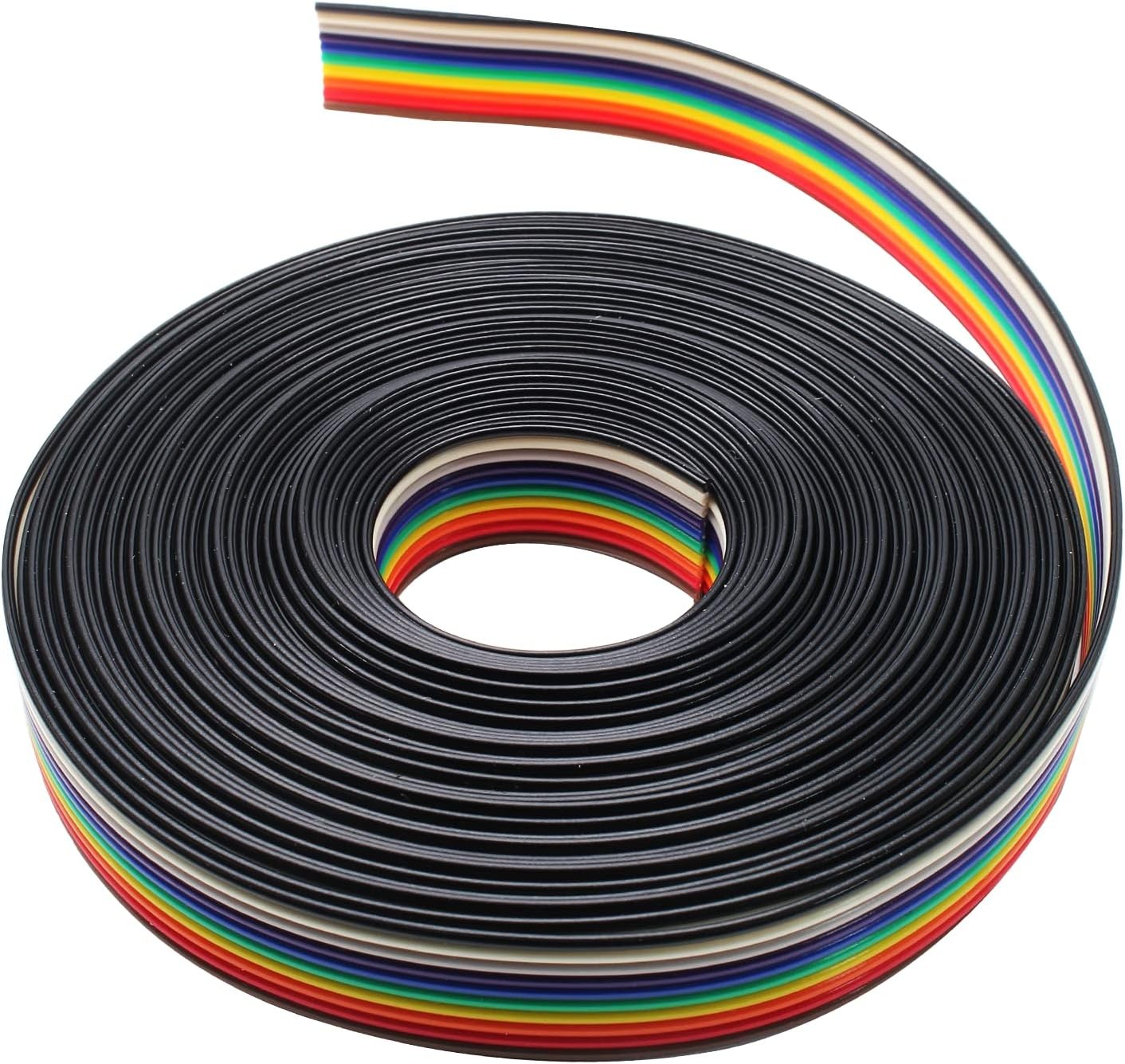 10-Wire Rainbow IDC Ribbon Cable 16ft 2.54mm Pitch Connector Wire