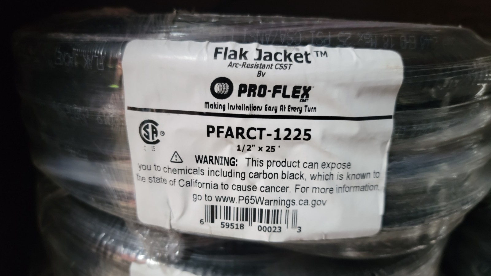 ProFlex CSST Gas Pipe Black (w/ Arc-Resistant Jacket) 1/2″ X 25′