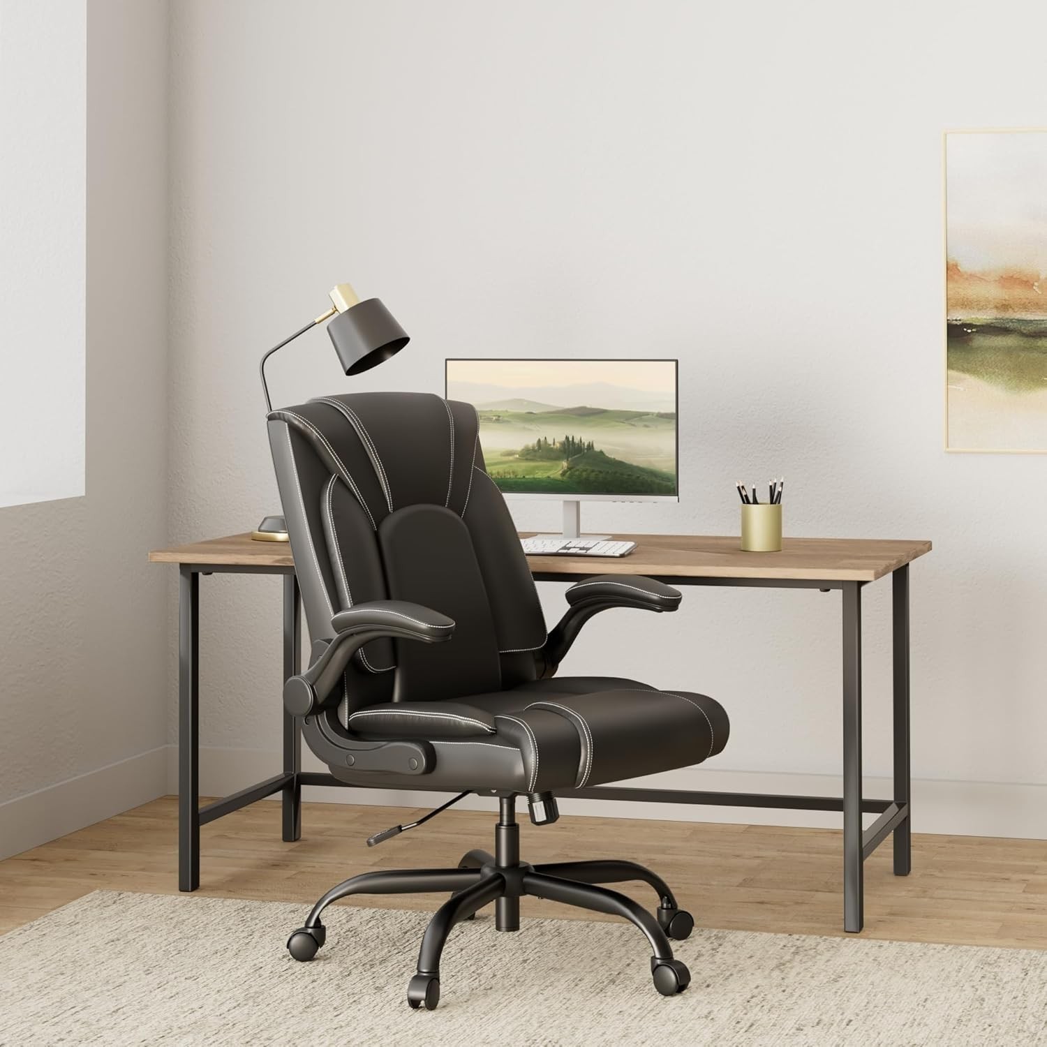 Flip-up Arms Office Chair 300lbs Executive Chair Swivel Office Chair with hydrol