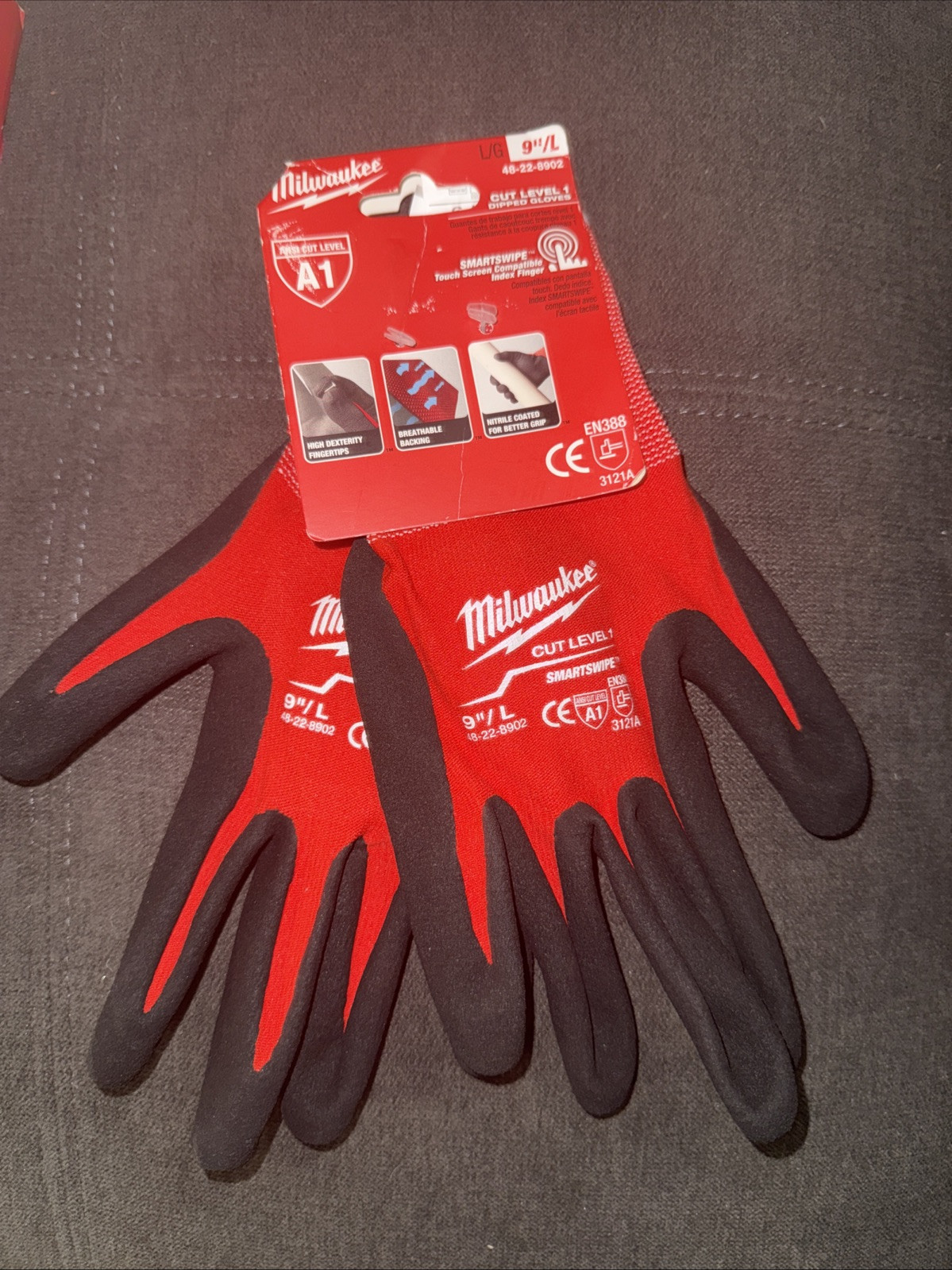Milwaukee Tool 48-22-8902 Coated Work Gloves, Nitrile Dipped, Nylon/Lycra