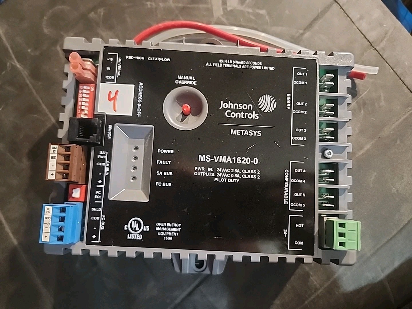 JOHNSON CONTROLS Metasys MS-VMA1620-0 Air Volume Controller, 35 IN-LB -MSVMA1620