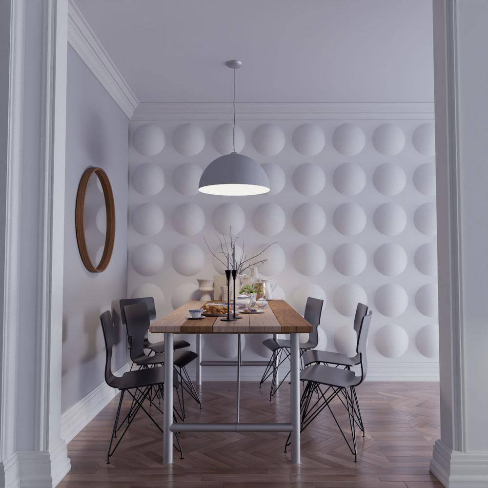 Sloane White 3 In. X 1-3/5 Ft. X 1-3/5 Ft. White PVC Decorative Wall Paneling 1-