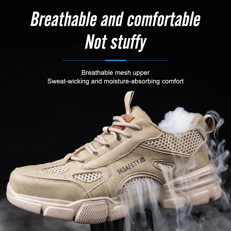 Mens Mesh Safety Shoes Steel Toe Work Boots Indestructible Lightweight Sneakers