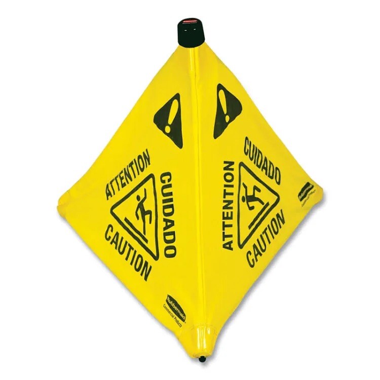 Rubbermaid FG9S0100YEL 30 in. Safety Pop-up Multi Lingual Caution Cone in Yellow