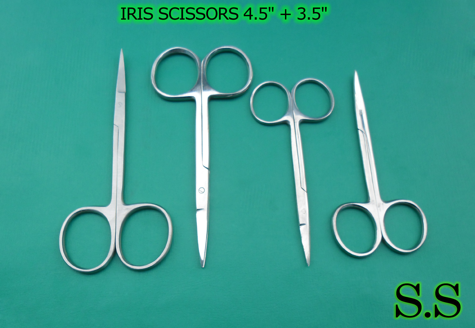 12 Pieces Iris Scissors 4.5″ + 3.5″ Straight+Curved Surgical Instruments