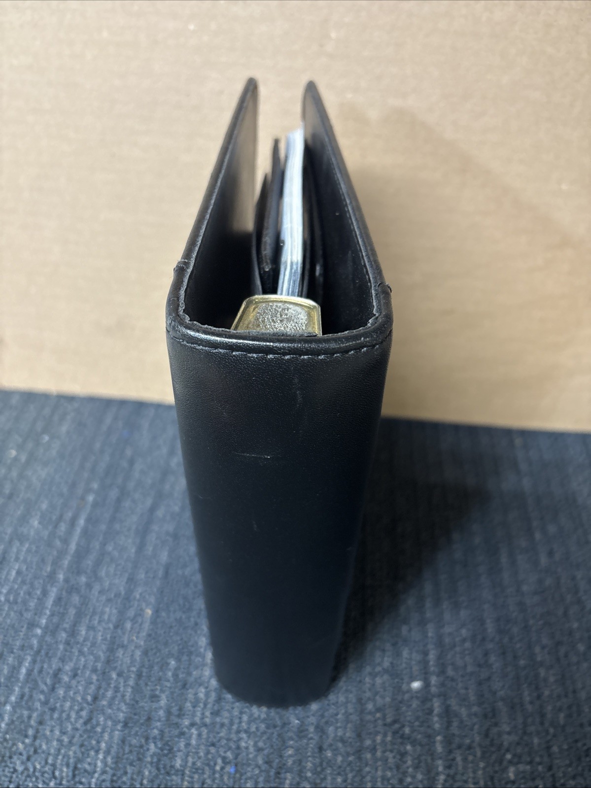 Franklin Quest Black Classic Full Grain Leather Open Binder Day Planner