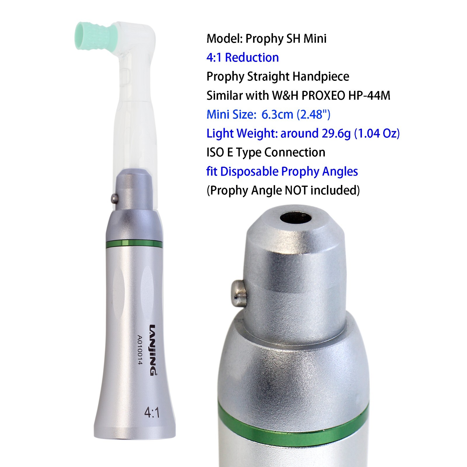 Lanjing Dental Prophy Handpiece 4:1 Mini Straight Nose Cone PROXEO HP-44M E Type
