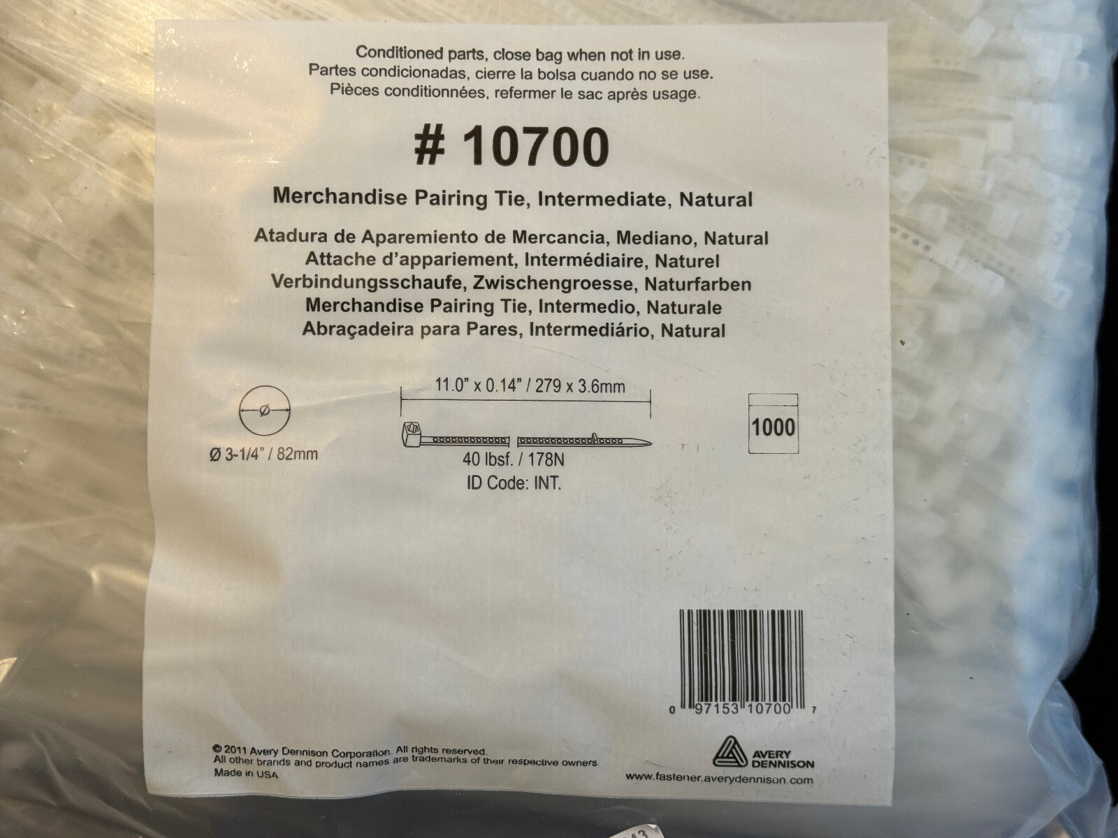 Avery Dennison #10700 Merchandise Pairing Tie Intermediate Natural (1000 pack)