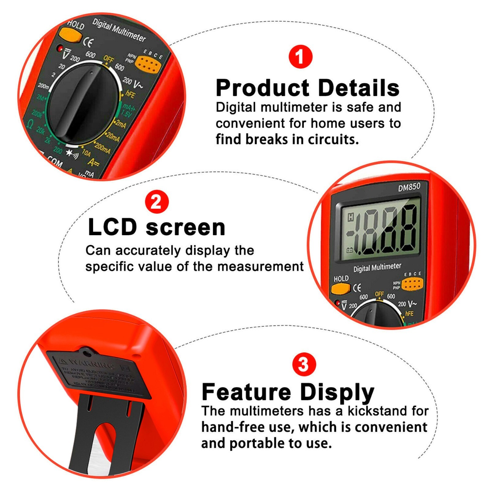 New Digital Multimeter AC DC Voltmeter Ammeter Ohmmeter Volt Tester Meter XL830L