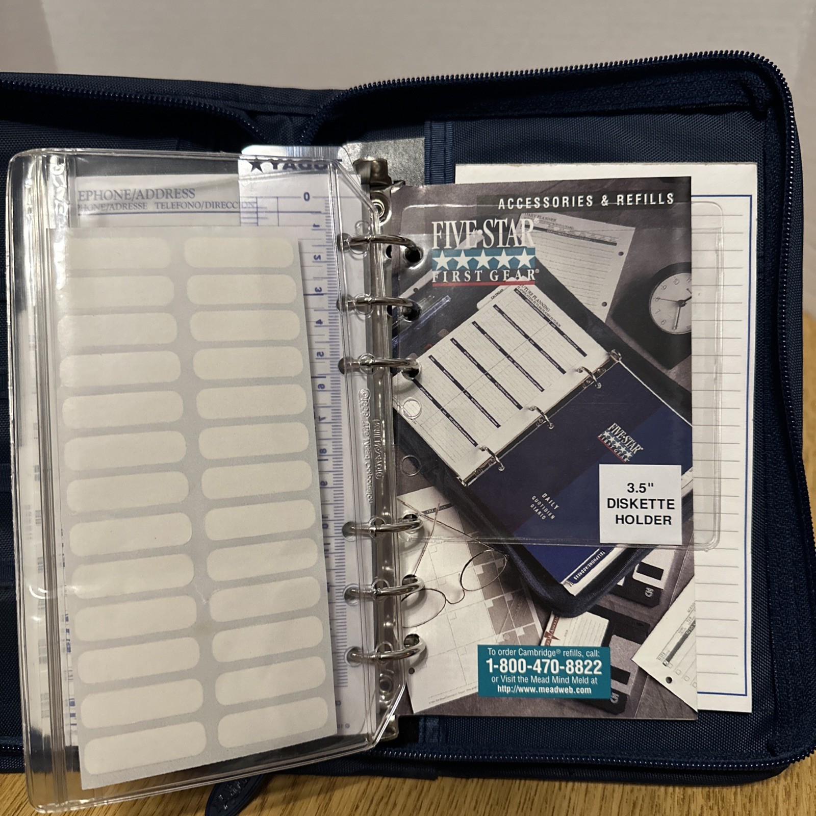 Mead Vtg. Personal Day Timer Five Star Planner Organizer Dark Blue NEW