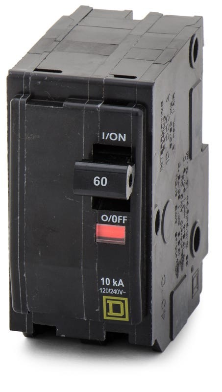 Square D Circuit Breaker QO 60A 2 pole 120/240VAC 10kA Yellow «D» QO260 NEW!