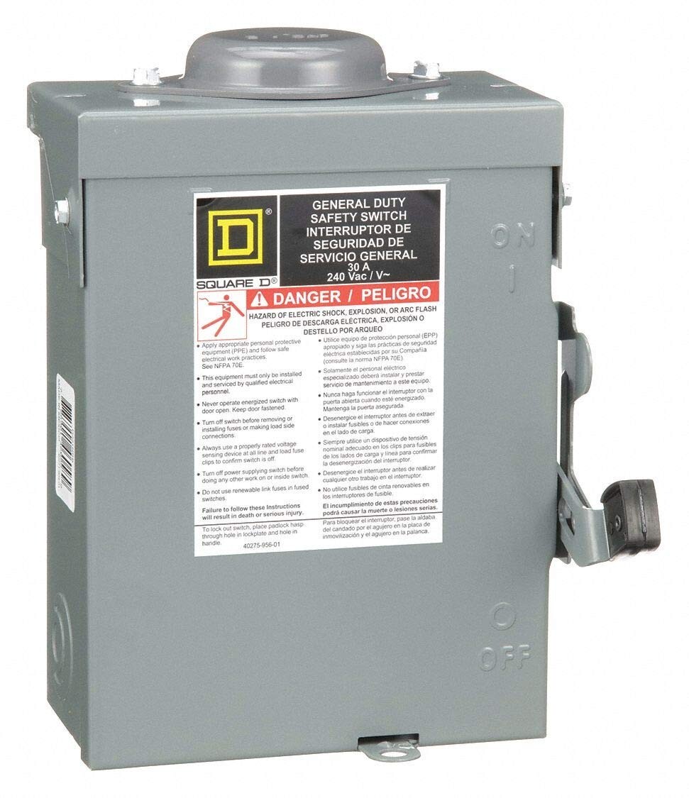 Square D D221NRB General Duty Safety Switch 240VAC 30A 2P