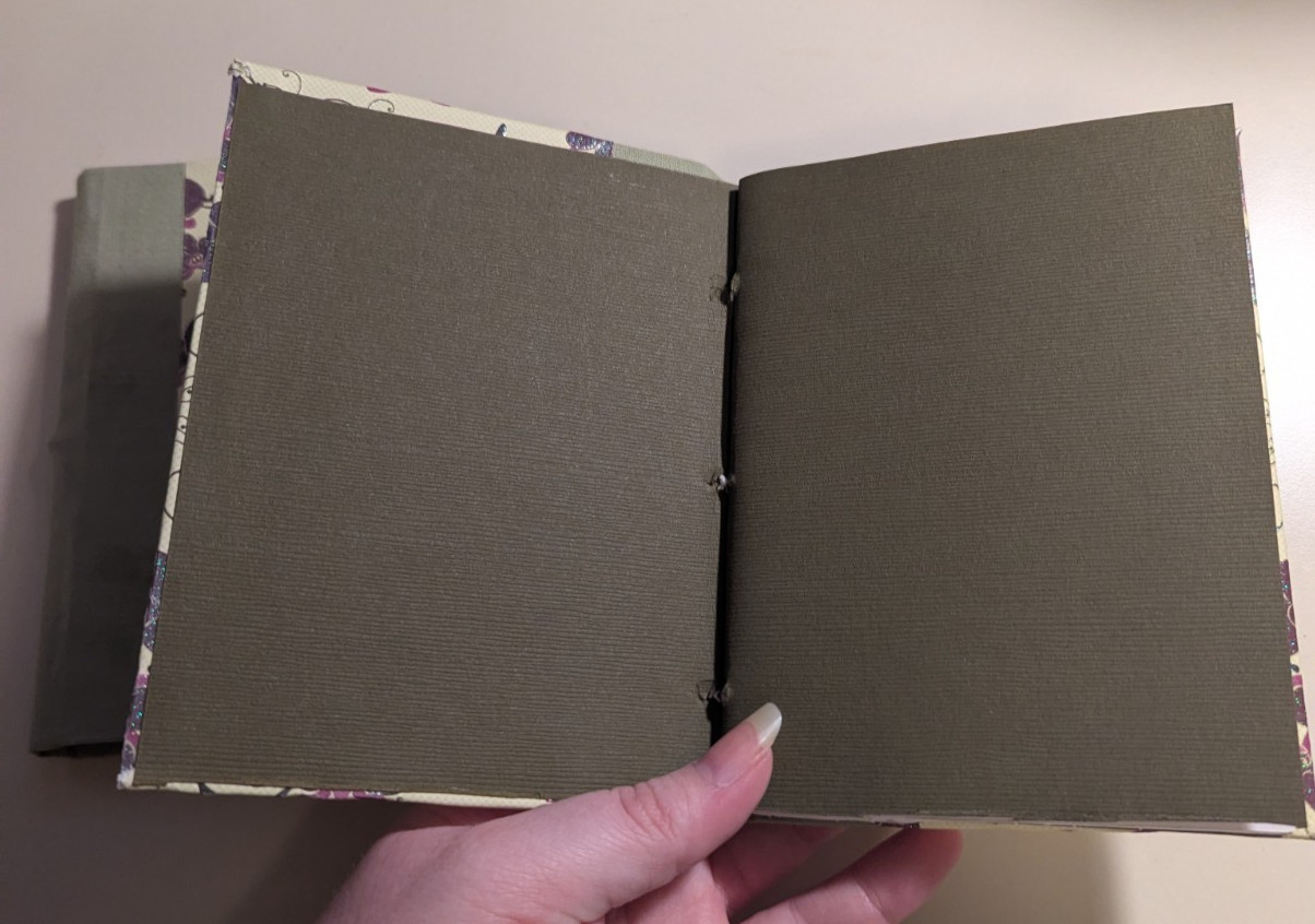 2 Handmade Green Purple Iris Shabby Skinny Journals 4.5″ by 5.5″