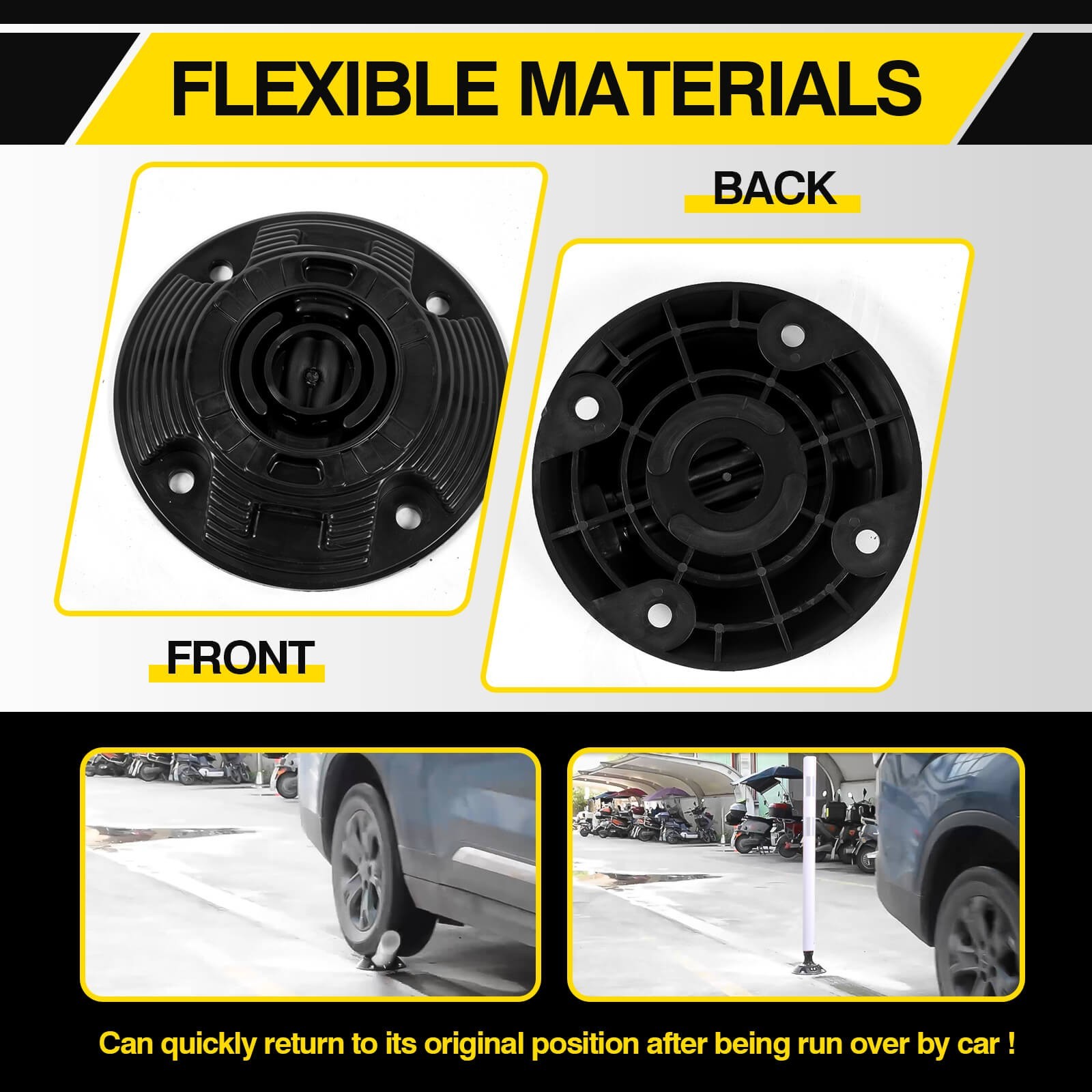 48”/36” Flexible Surface Mount Delineator Posts for Parking Lot Road Safety
