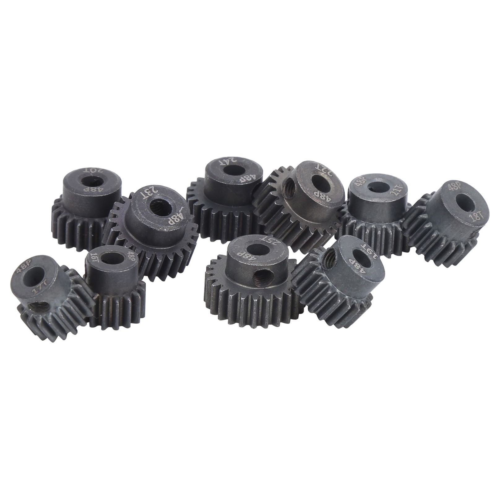 10Pcs/Set 16T‑25T 7075 48P Steel RC Car Motor Gear Pinion For 1/8 1/10 Brushless