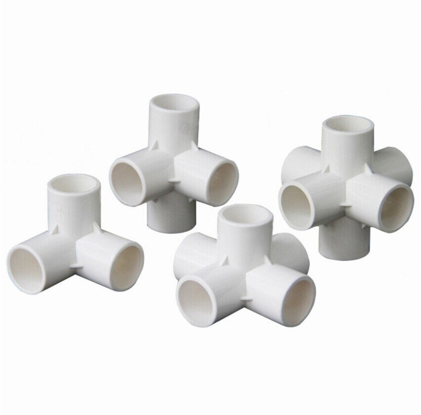 4PCS 1/2″ 3/4″ 1″ 1.2″ 1.5″ PVC 3/4/5/6-Way Elbow Connector Pipe Fittings White