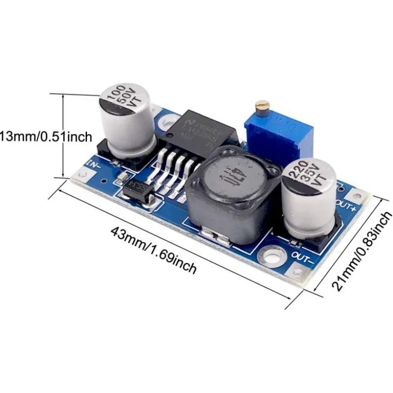 2PCS LM2596 DC-DC Buck Converter – 3.0-40V to 1.5-35V Step Down Power Module