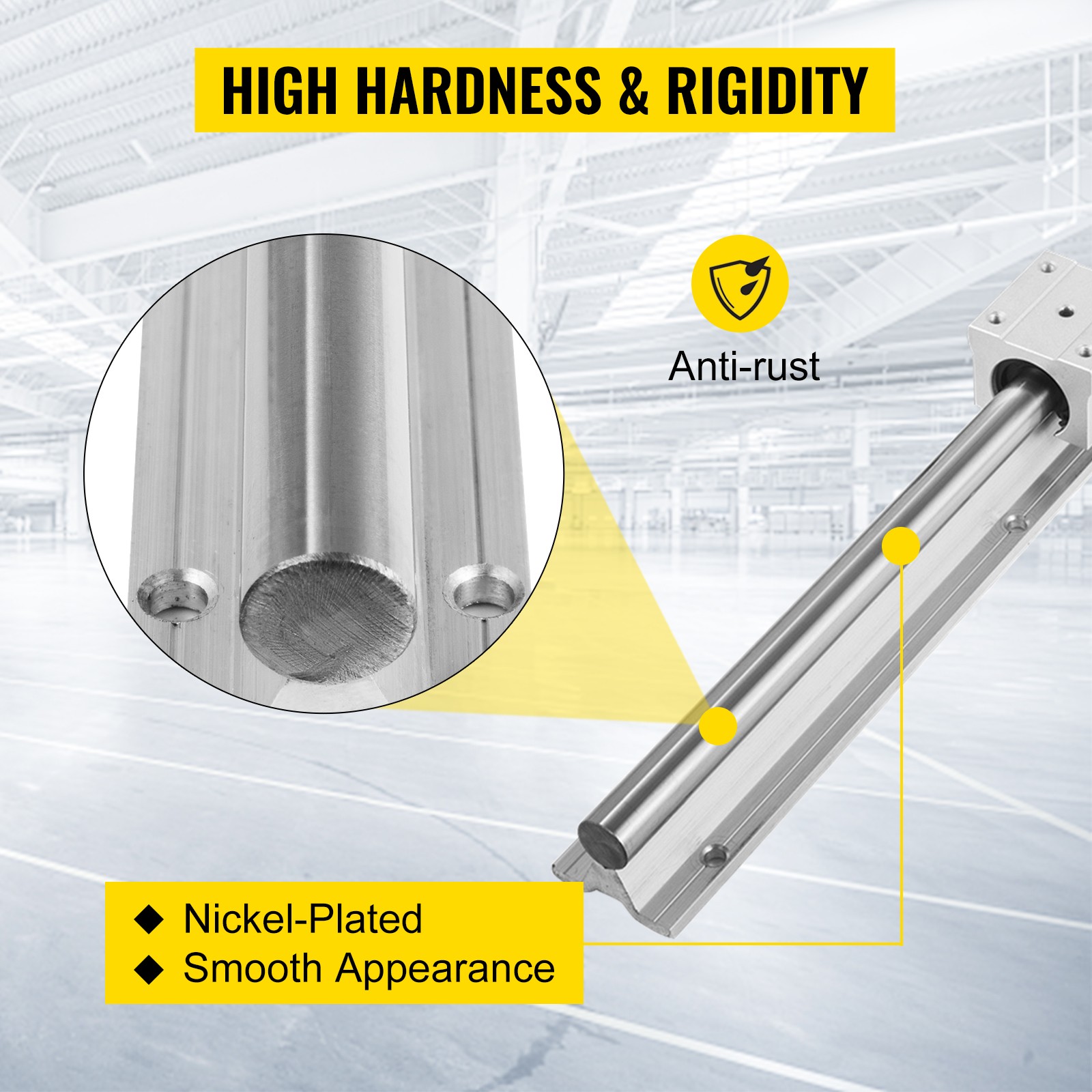 2X SBR20 650-2200mm Linear Rail Fully Supported Shaft Rod with 4X SBR20UU Block