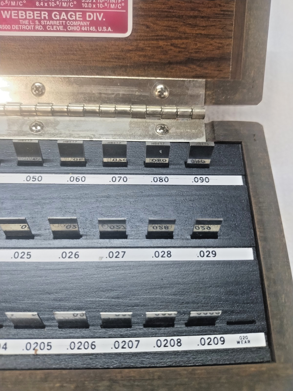Starrett Weber RS28A1 Gage Block Set Grade 2