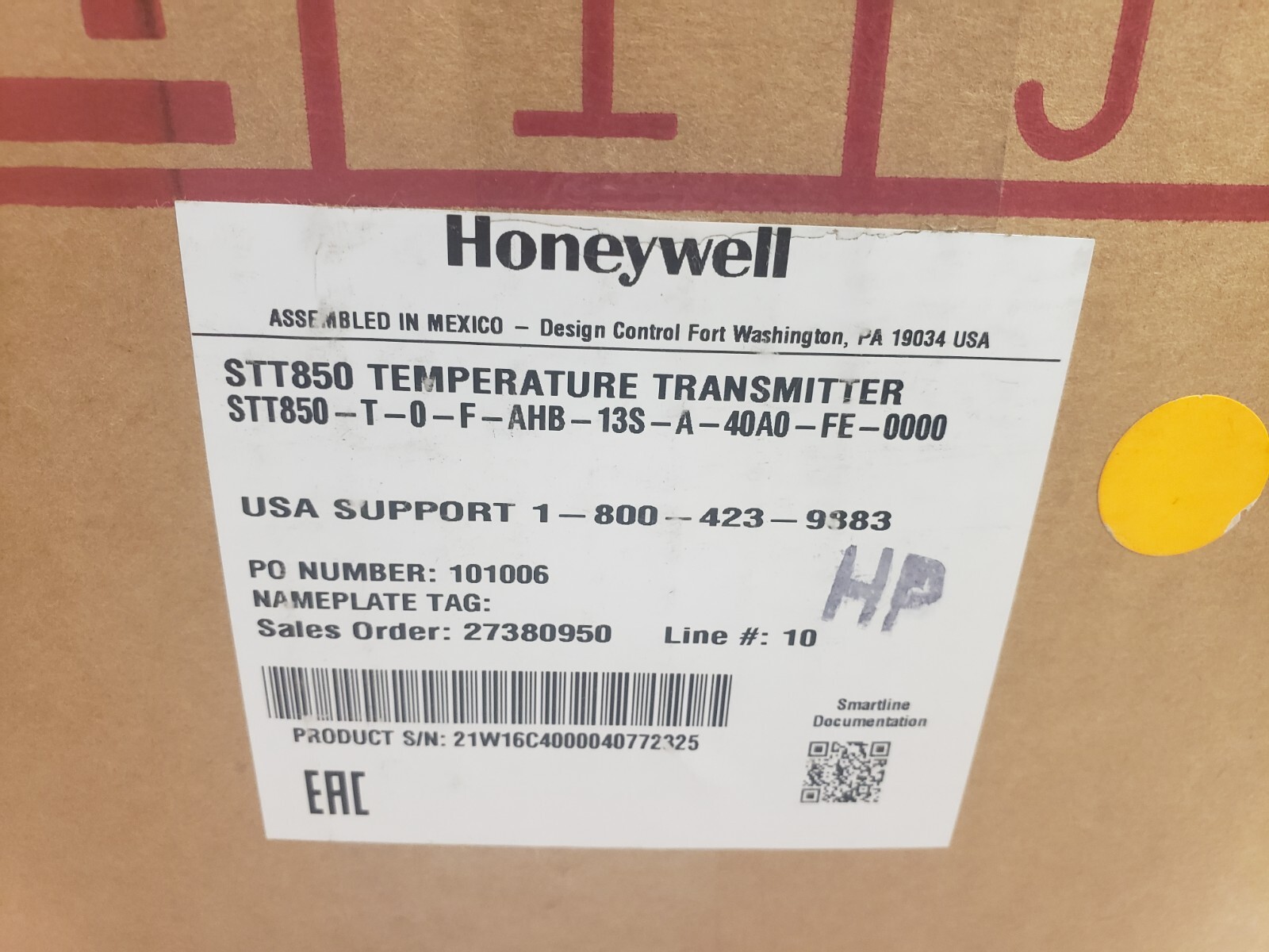 Honeywell STT850 TEMPERATURE TRANSMITTER STT850-T-0-F-AHB-13S-A-40A0-FE-0000