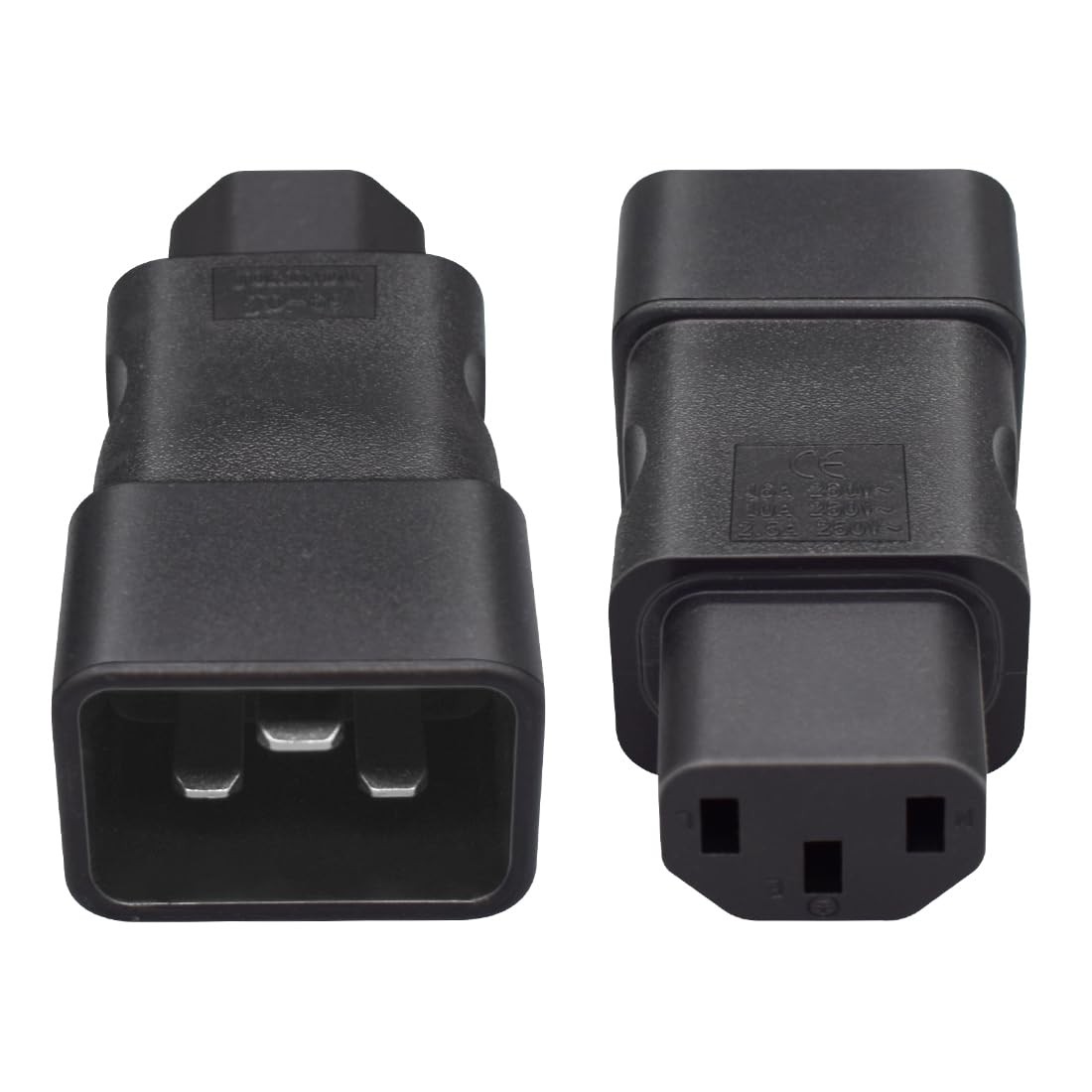 2 Pack IEC320 C20 To C13 Black Female To Male Power Adapter PDU UPS Converter