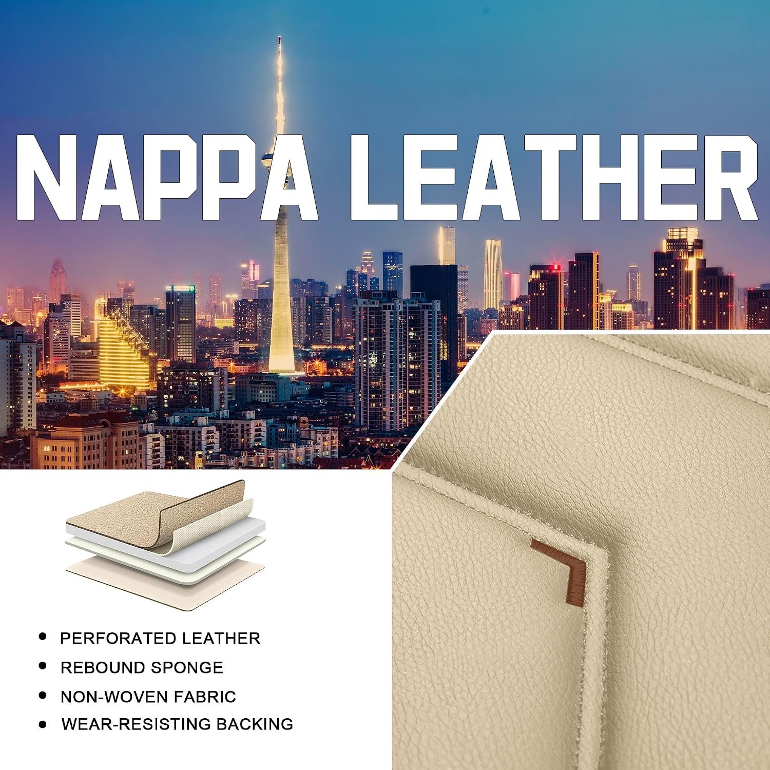Seat Covers for Subaru Crosstrek 2016-2026 Nappa Leather Sport Beige 5 Seats Set
