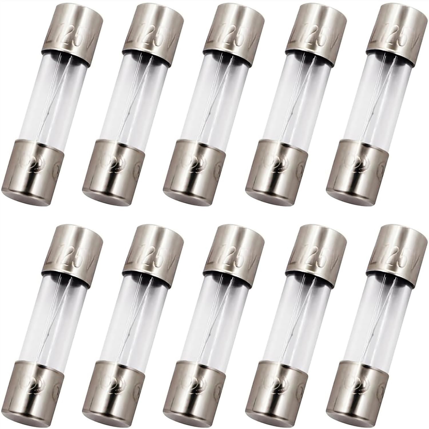 SIXQJZML 10 Pack F5AL Fast-Blow Fuse 5A Max 5 amp 125V Glass Fuses 0.2 x