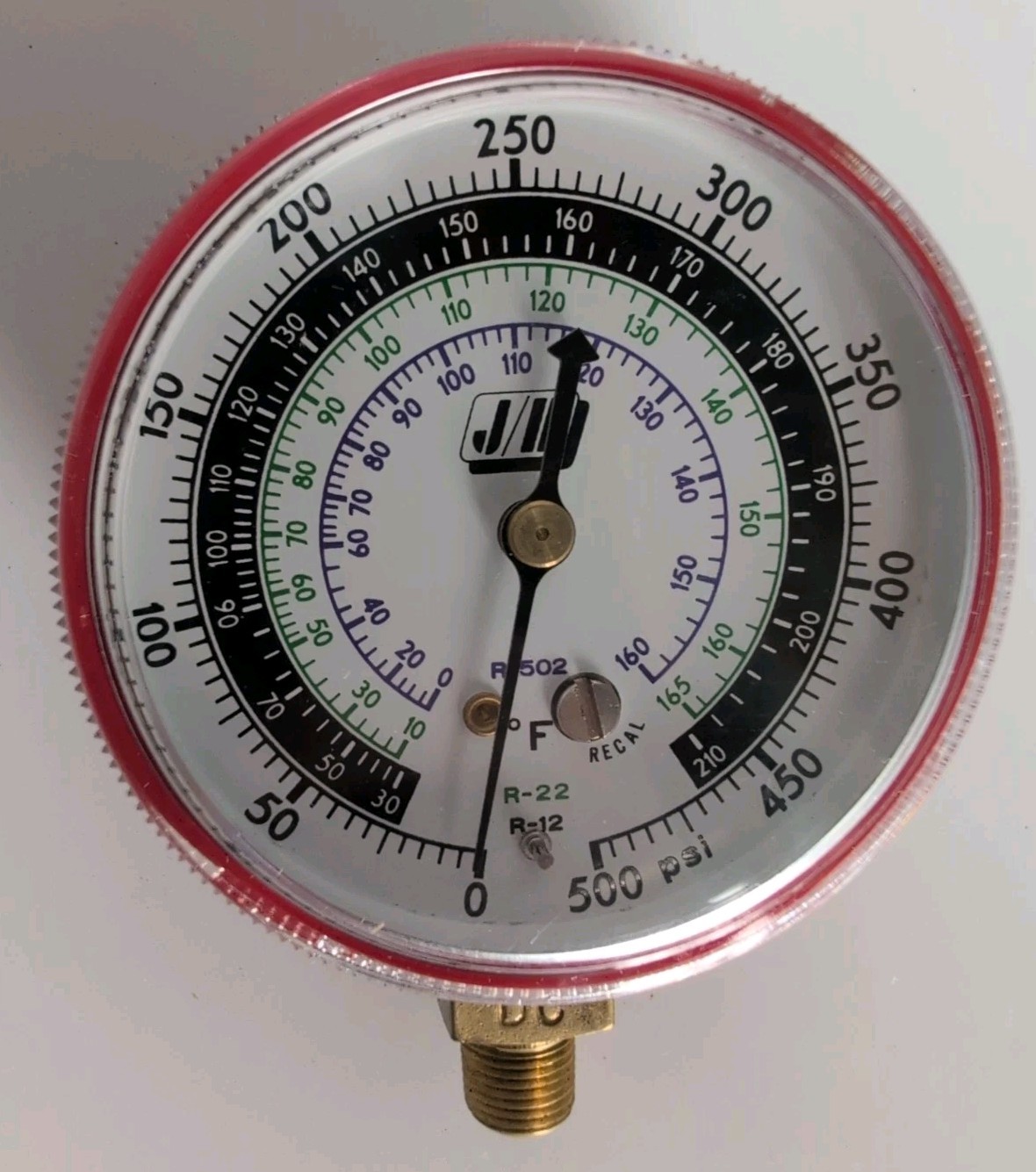 JB INDUSTRIES Highside Manifold Gauge, 2-1/2 Face, Red, 1/8 NPT, R-502 R-22 R-12