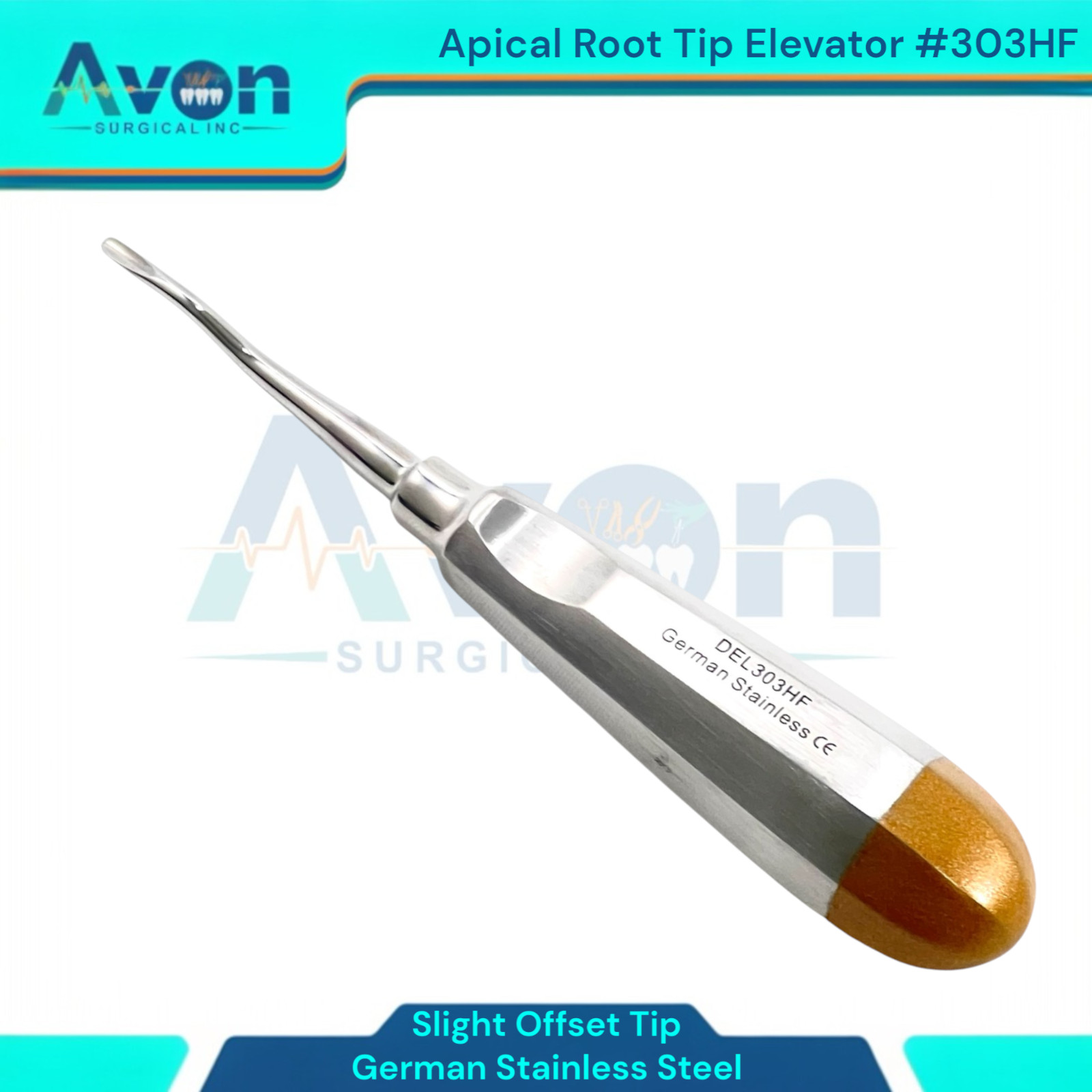 2pcs Dental Root Extraction Apical Elevator Picks, #302HF + #303HF, Stainless