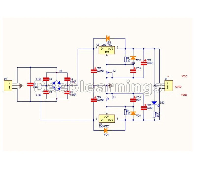 LM317 / LM337 +/-1.5V~37V Adjustable Dual Voltage Regulator Power Supply Module