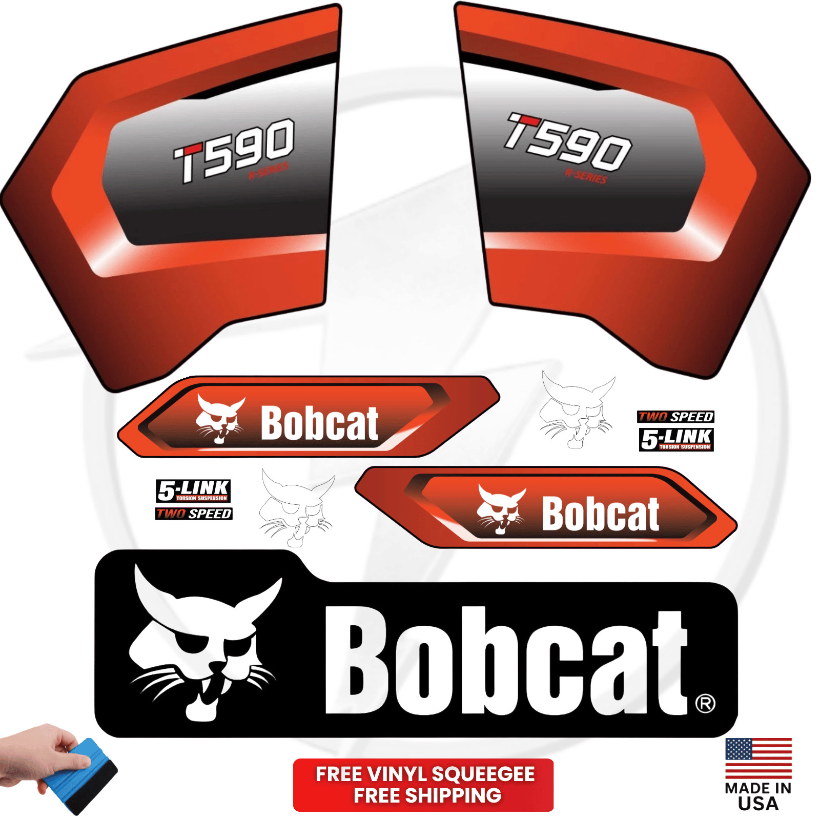 Fits Bobcat T590 Main Decals Skid Steer Stickers – Free Shipping – 3M Vinyl