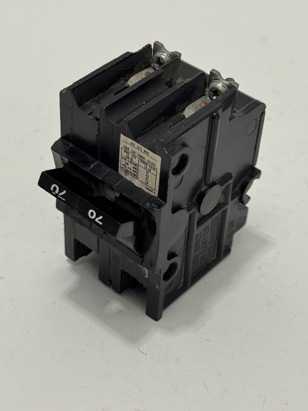 Federal Pacific NB270 2 Pole 70A Bolt-on 10kA@240V Stab-Lok Circuit Breaker