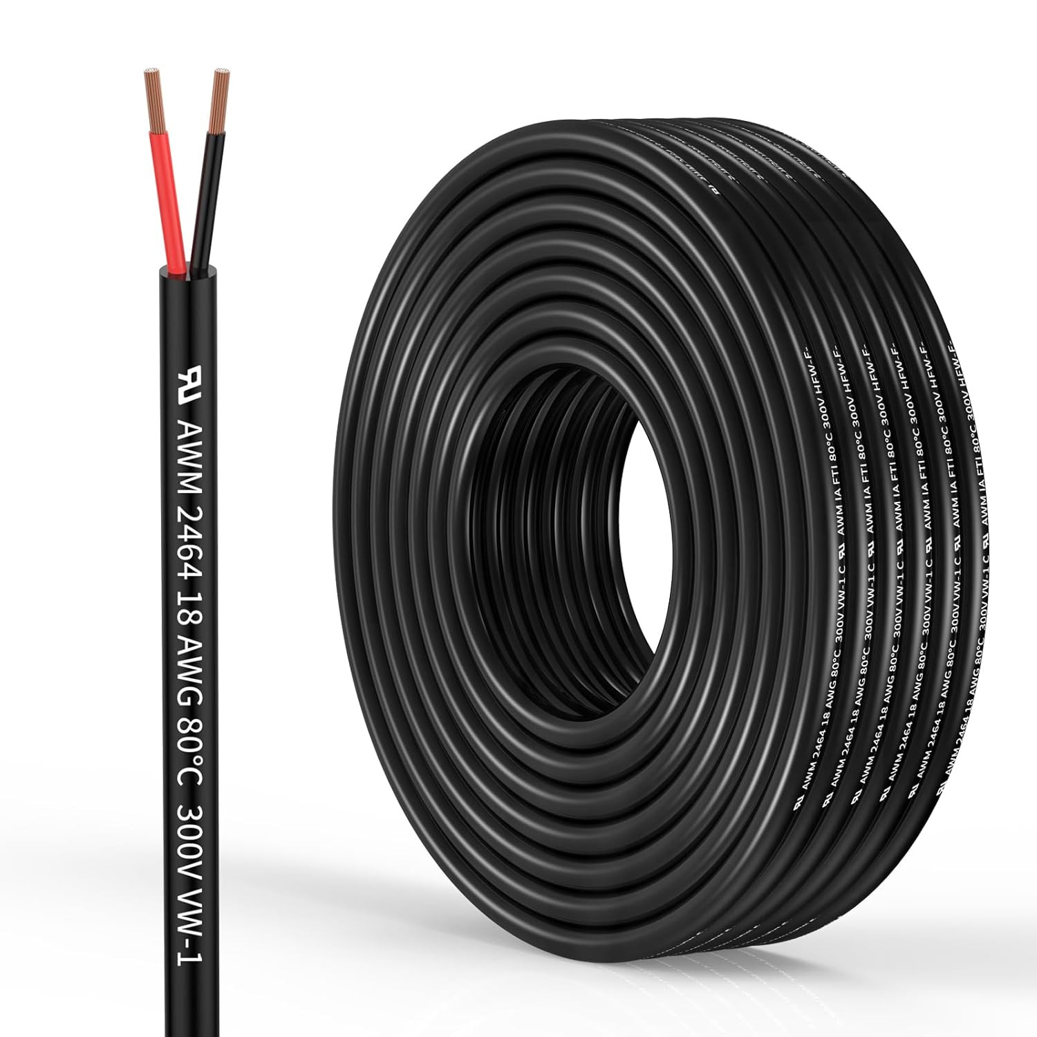 20 Gauge 3 Conductor Electrical Wire Oxygen-Free Copper Cable 50FT/15.3M Flexibl