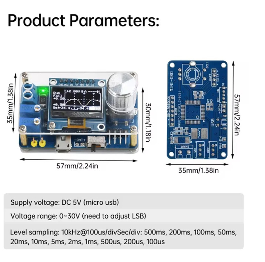 DIY Mini Digital Oscilloscope Electronic Kit STC Soldering Practice Project Kit
