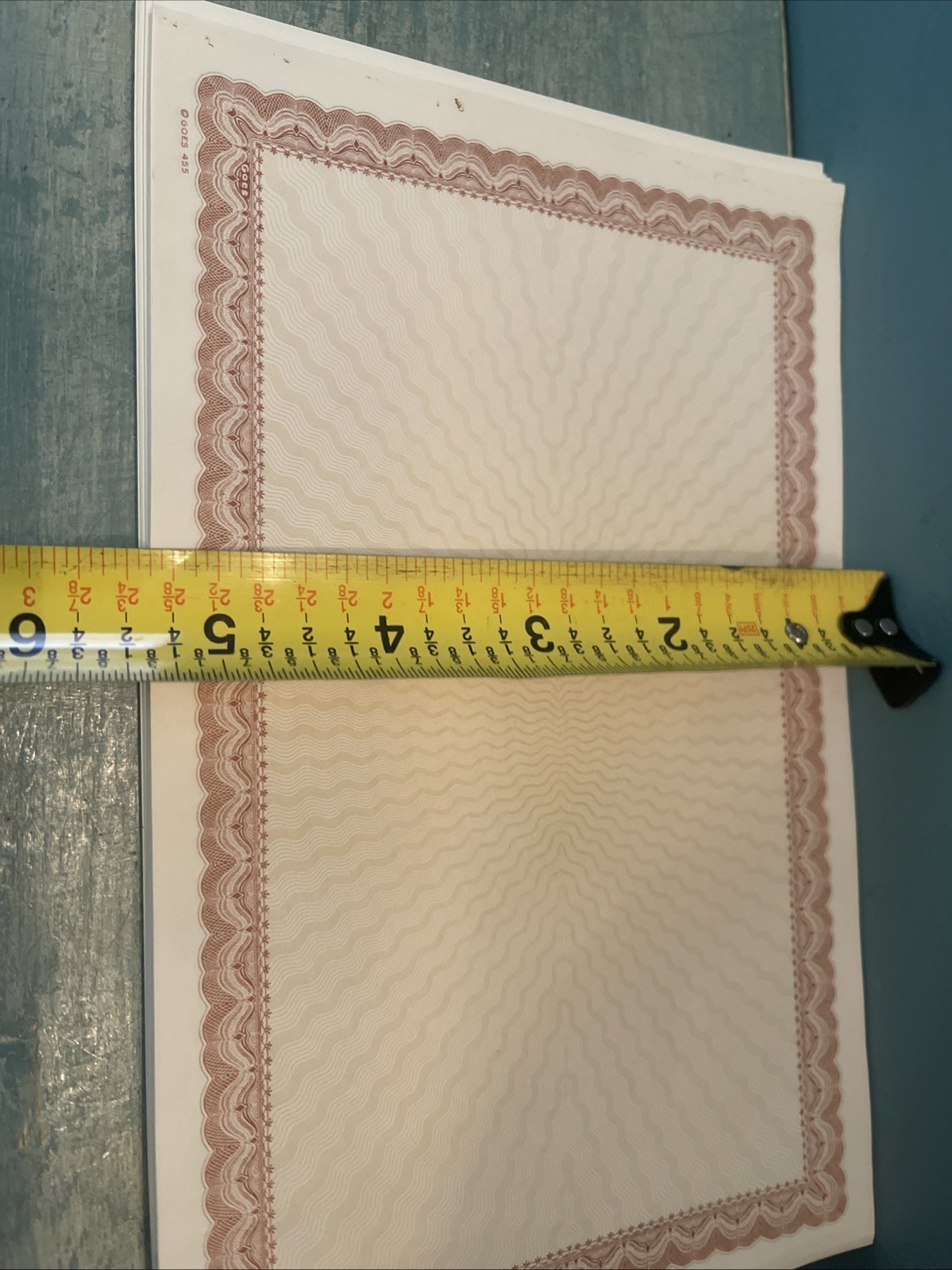 50 Sheets Blank Certificate Paper unique size 8.5” By 5 3/8” Brown Border 519￼