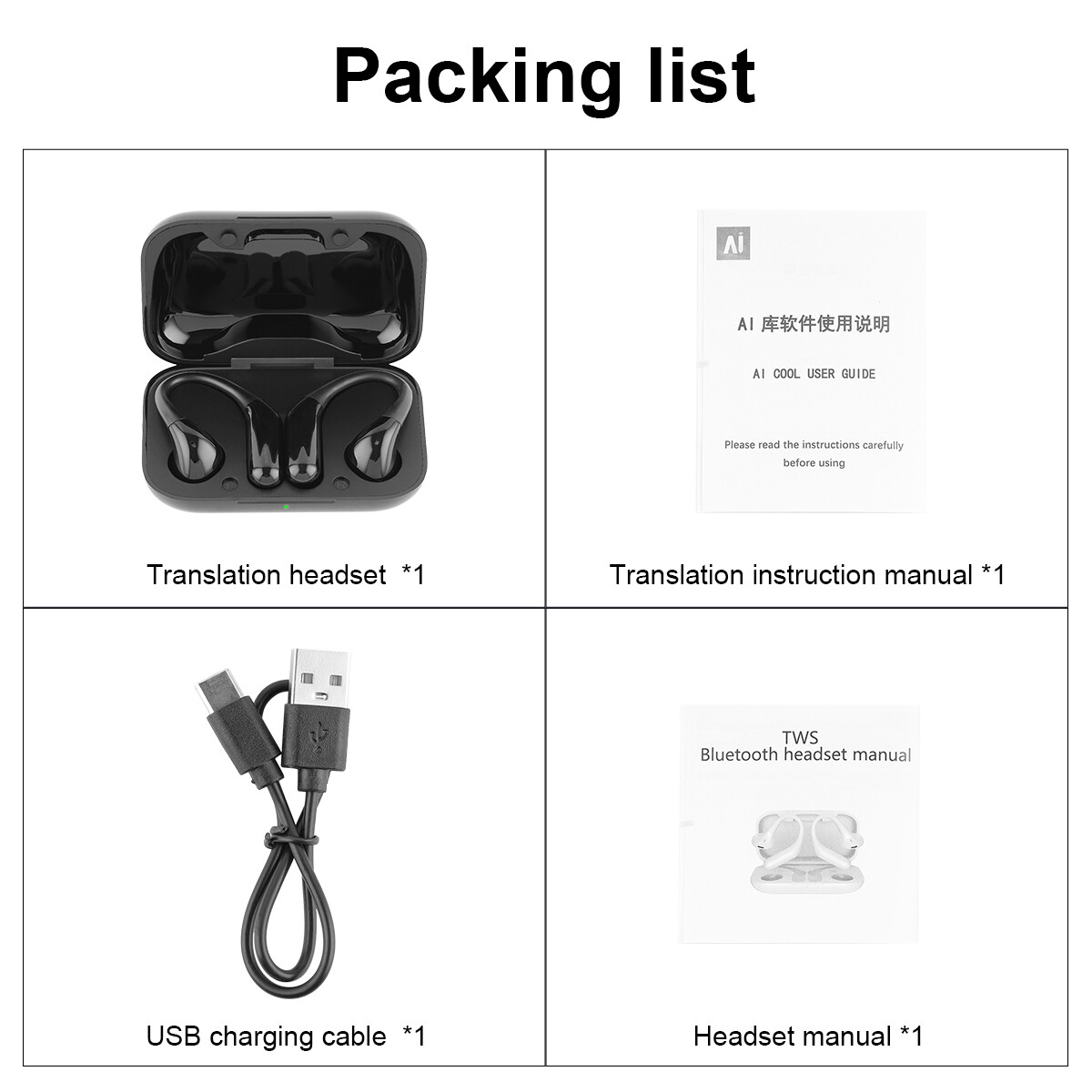 155 Language Smart Translator Earbuds Wireless Bluetooth 5.3 Headphones New