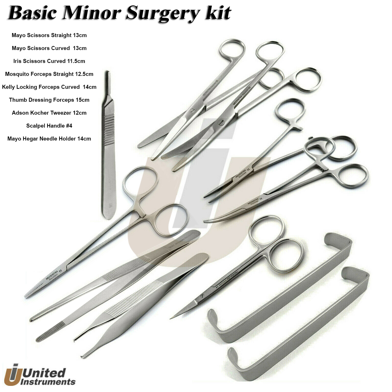 11Pcs Basic Minor Surgery Kit Surgical Dissecting Instruments Delicated Forceps