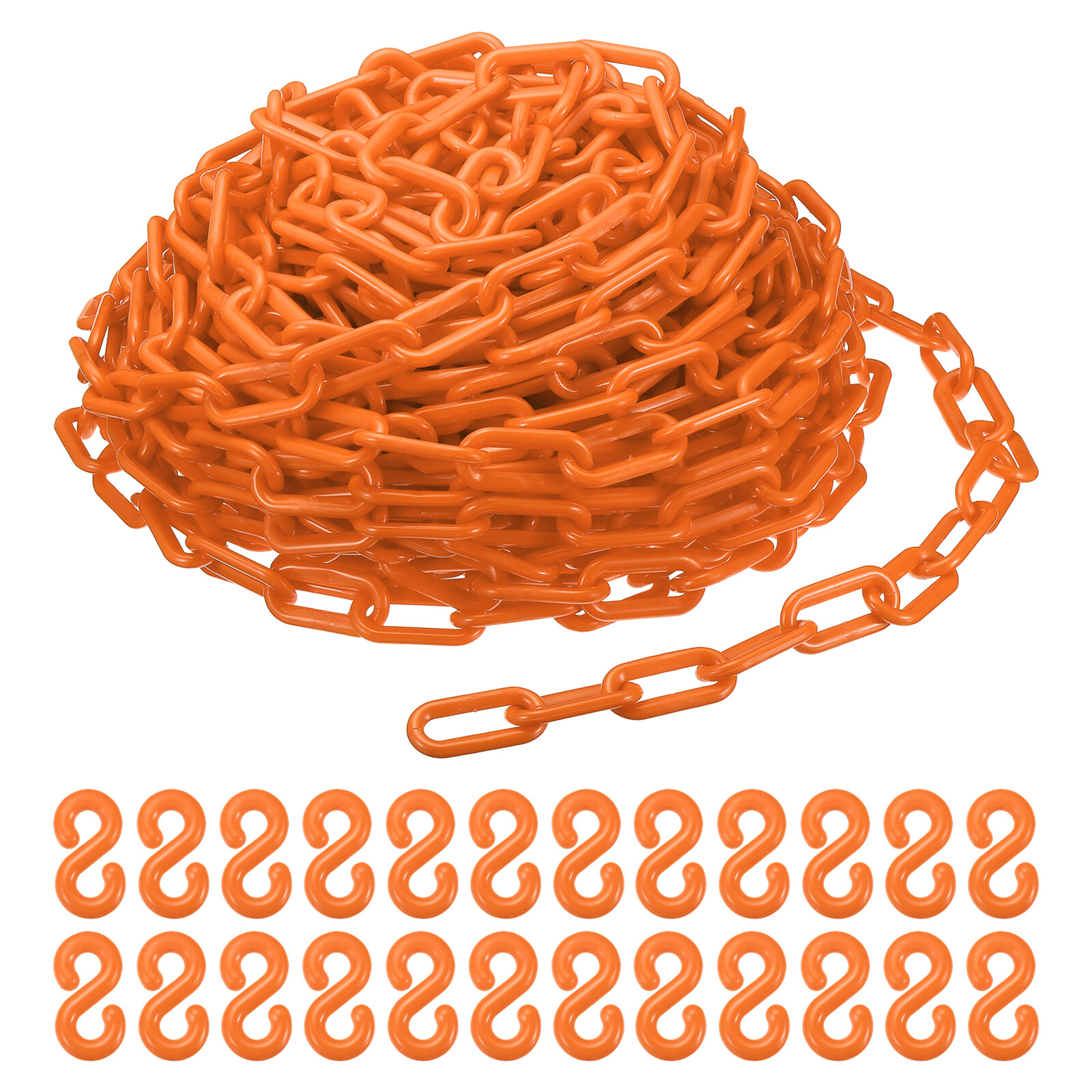 Plastic Chain Links, 100 Foot 2″ Safety Chains, Orange Plastic Chains